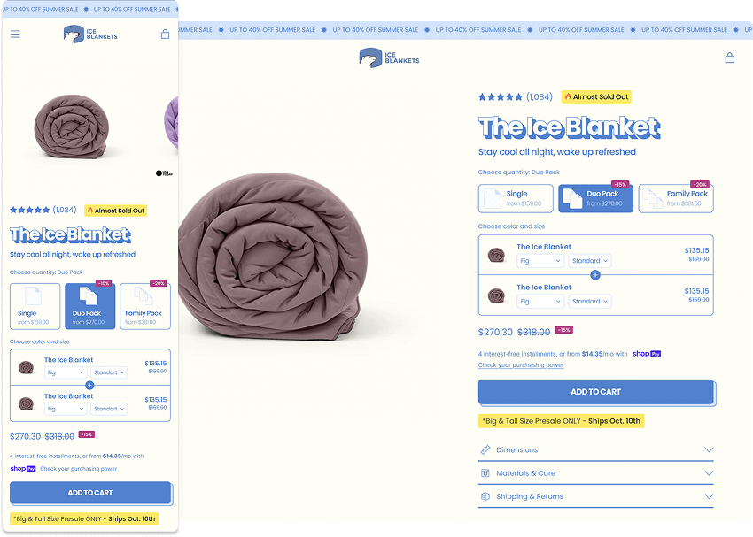Store example - Ice Blanket